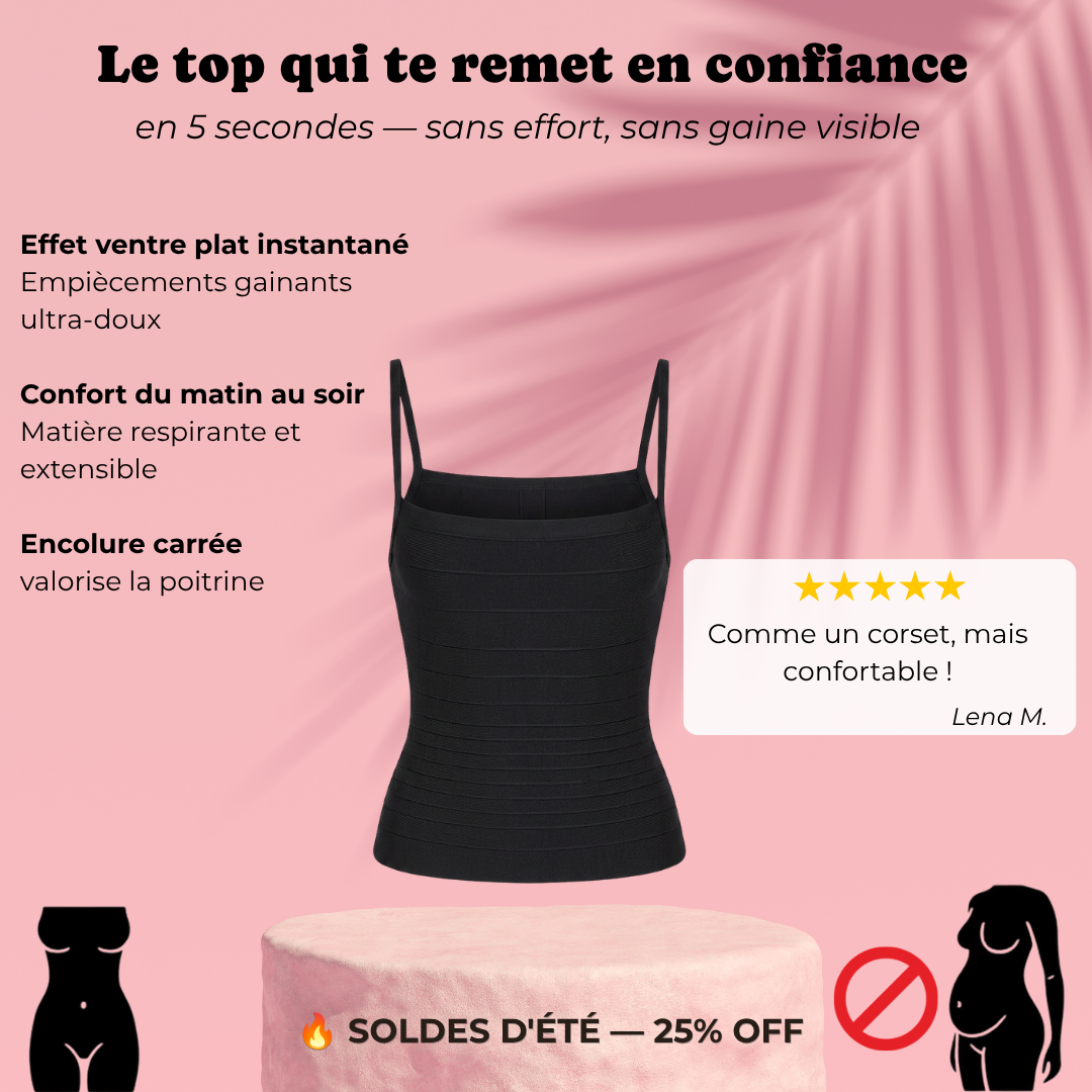 Top gainant — effet ventre plat et silhouette sculptée